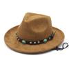 New jazz hat hat ethnic Tibetan style western cowboy hat windbreak rope top hat autumn and winter men's and women's felt hats