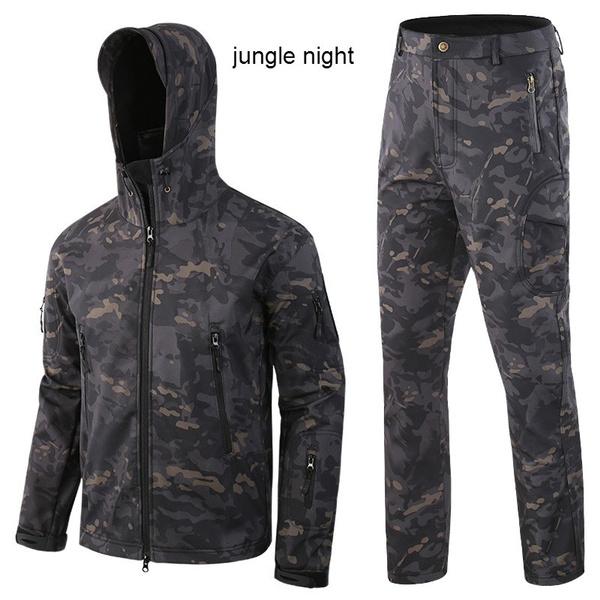 New TAD Tactical Soft Shell Jacket + Pants Camouflage Outdoor Men Army Sport Hunting Camping Waterproof Windbreaker Set