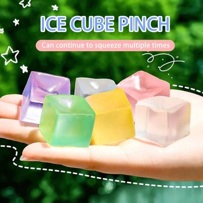 24Pcs Ice Cube Squishes Toy Slow Rebound TPR Stress Relief Mini Clear Cube Squeeze Sensory Fidget Toy Kids Adults Birthday Gift