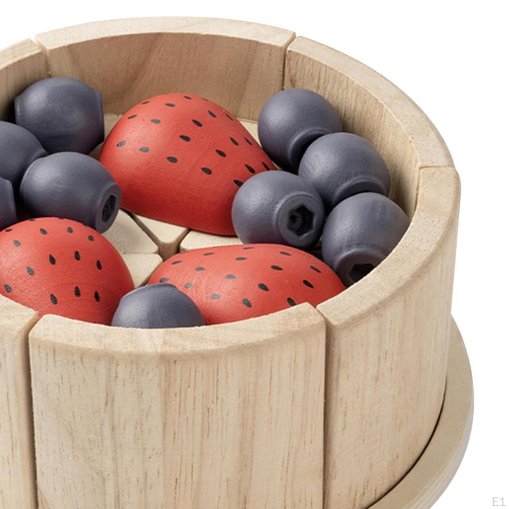 Pretend Play Food Educational Learning Toy Fake Cake Model, Wooden, Accessories Birthday Gift for