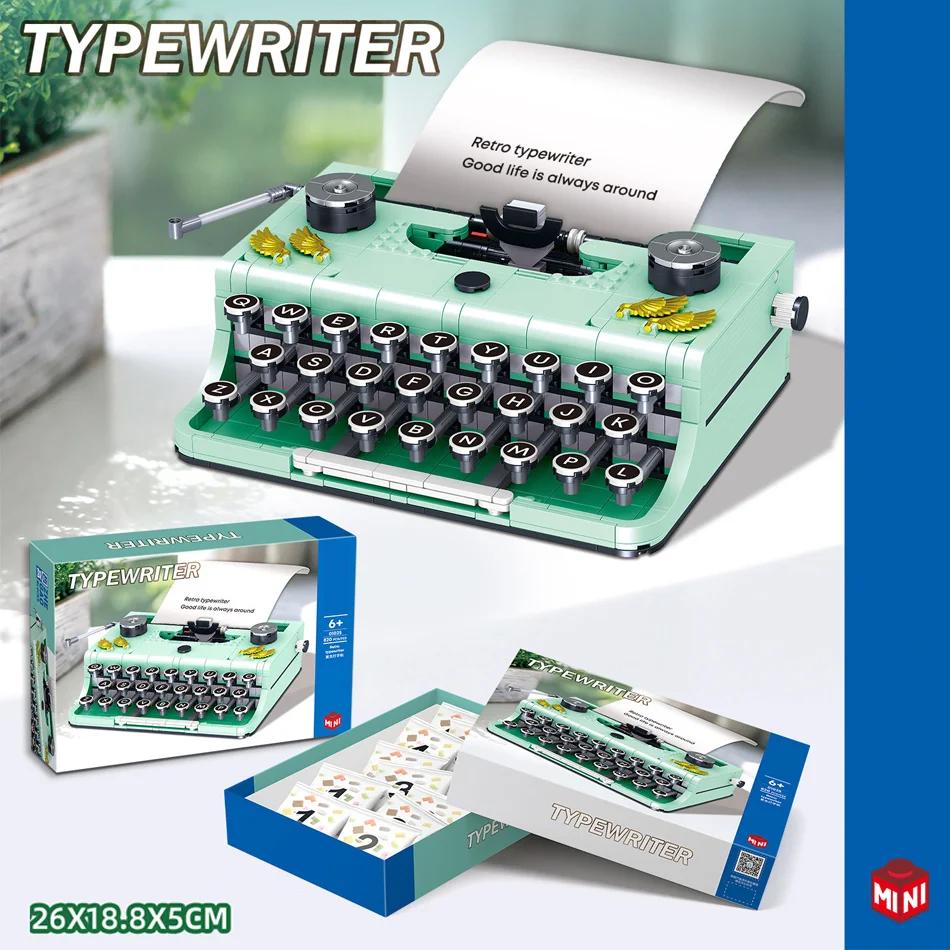 Non-Toxic Simulation Retro Typewriter Micro Building Blocks Mini Moc Bricks Model Constrution Children Toys For Kids Aldult