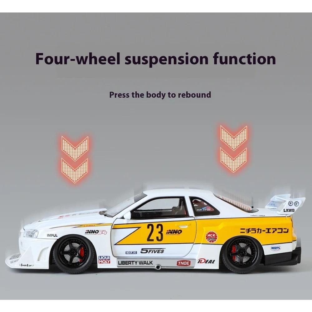 1/24 Scale Nissan GTR Skyline Alloy Car Model W/Authentic Sound Effects - Premium Toy for Kids and Collectors, Fast Furious Inspired