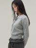 SORRY, TOO MUCH LOVE Ribbon Tie Collar Knit Top_Gray