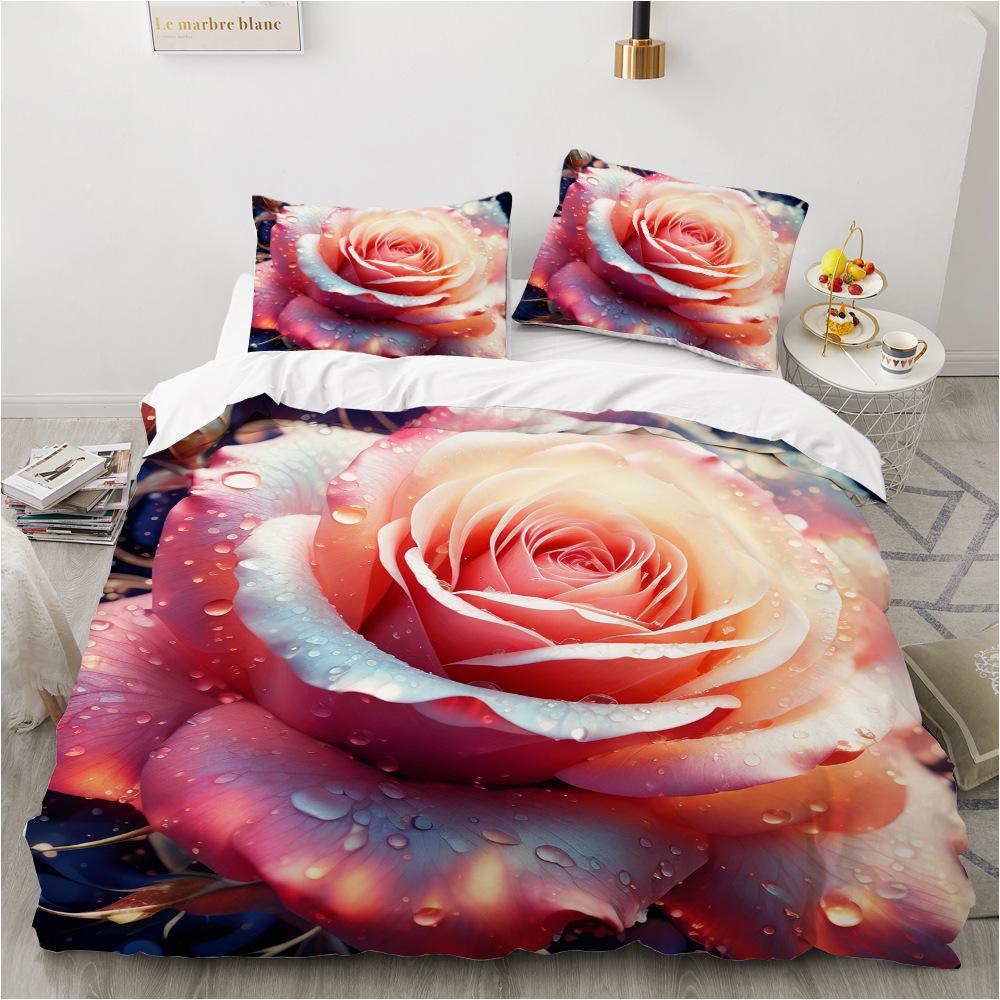 Bedding Set Digital Print Comfortable Duvet Cover for Home Bedroom Decoration, 1 Duvet Cover and 2pillowcase with Zippers