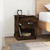 Table de chevet - Maison Exclusive - Chêne fumé - Bois d'ingénierie - 1 tiroir + compartiment