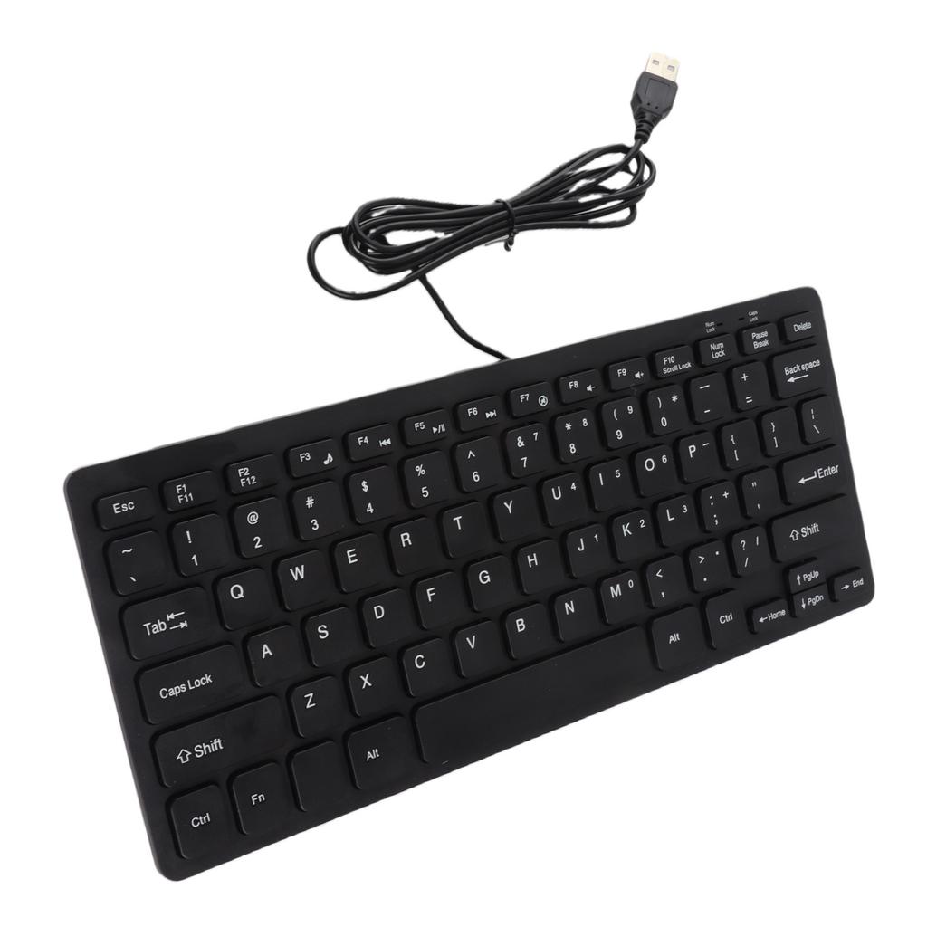 78 Keys Ultra Thin Mini USB Wired Keyboard for Desktop Computer Laptop PC (Black)