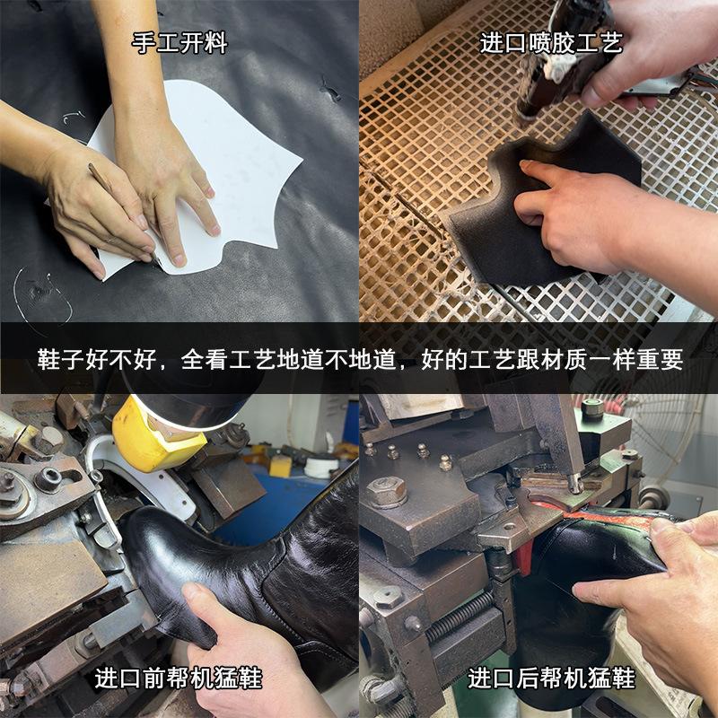 Korejská verze ručně vyráběných cigaretových kozaček pro dámskou podzimní a zimní novou kolekci 2025 kožené kozačky střední kozačky zakrývající starobylé rovné cyklistické b