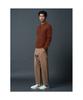 SHIFT.G Wool Blended Fancy Yarn Polo Neck Sweater Brick