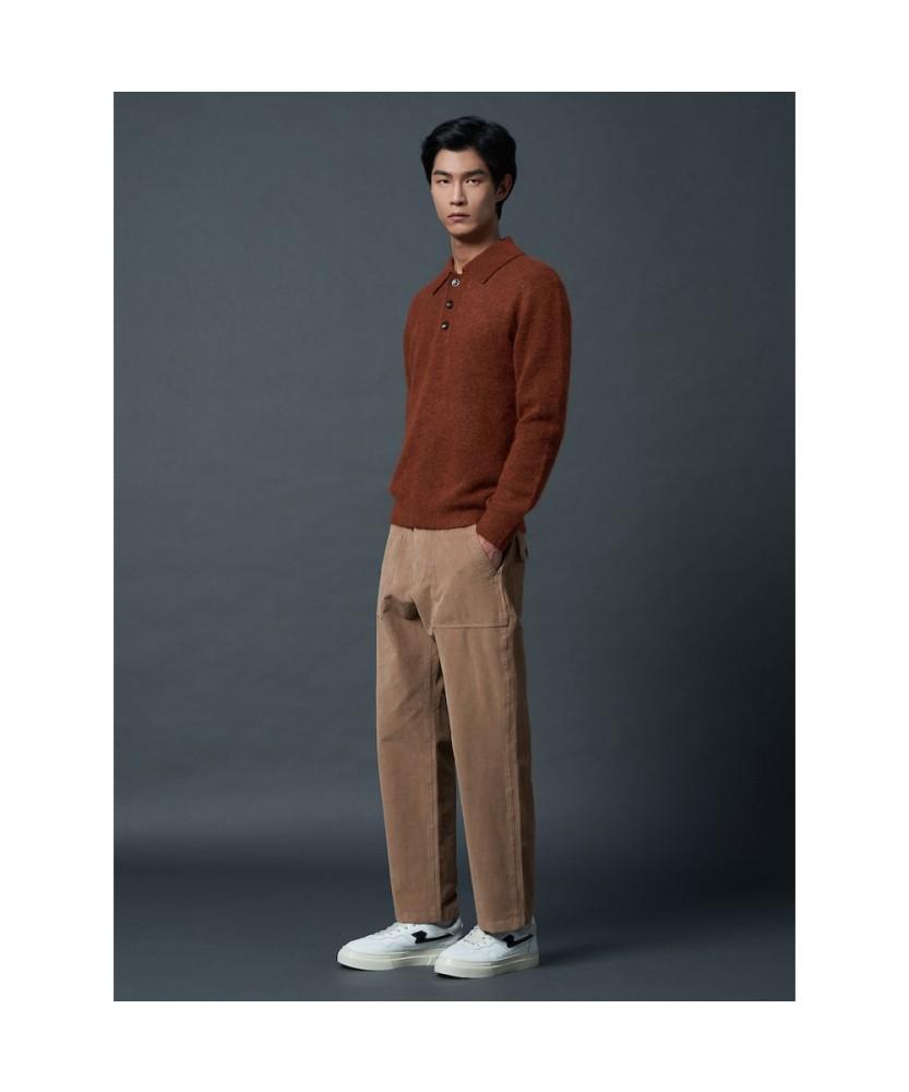 SHIFT.G Wool Blended Fancy Yarn Polo Neck Sweater Brick