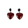 Retro red love contrasting earrings design sense niche versatile temperament earrings autumn and winter sweater chain accessories