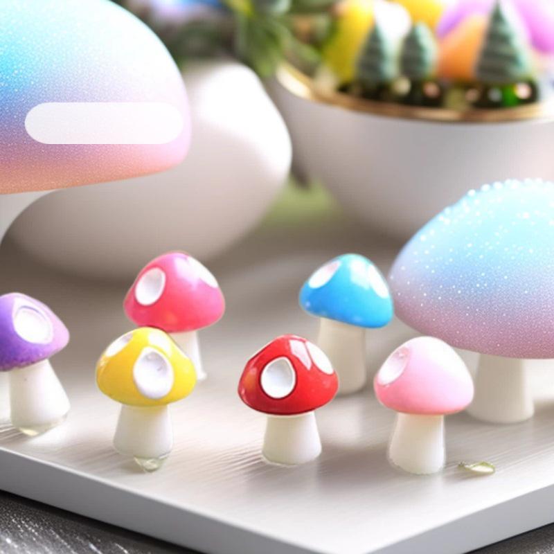 Colorful Miniature Resin Mushroom Bonsai Ornaments for Micro Landscapes