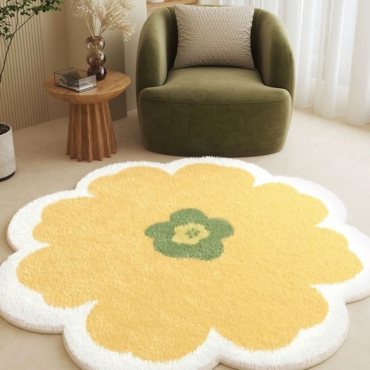 Flower Shaped Living Room Sofa Carpet Girl Bedroom Bedside Anti Slip Foot Mat Computer Desk Swivel Chair Floor Mat