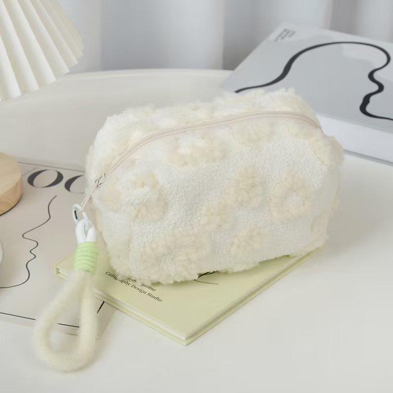 Sweet Girl Large Capacity Plush Cosmetic Bag - Cute, Portable Makeup and Toiletry Storage