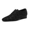 New Women'S Genuine Leather Shoes Pointed Toe Lace-Up Loafers Women Plus Size Leopard Print Formal Oxford Shoes Female