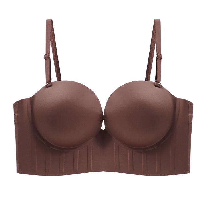 

Бюстгальтер бандо без бретелей с застежкой спереди, нескользящий, для маленькой и плоской груди - Без косточек, бесшовный и с эффектом увеличения. 32/70AB