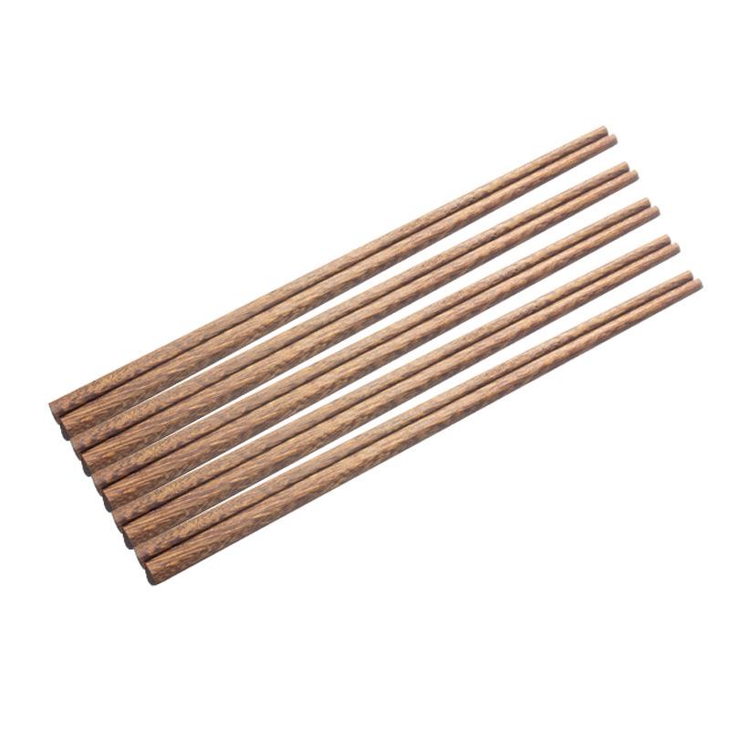 Non-Slip Solid Red Sandalwood Chopsticks - Unpainted & Unwaxed, 10 Pairs, Laser Engraved