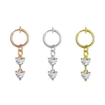 Stylish Four-Claw Stainless Steel Heart Belly Button Ring, No Piercing Needed