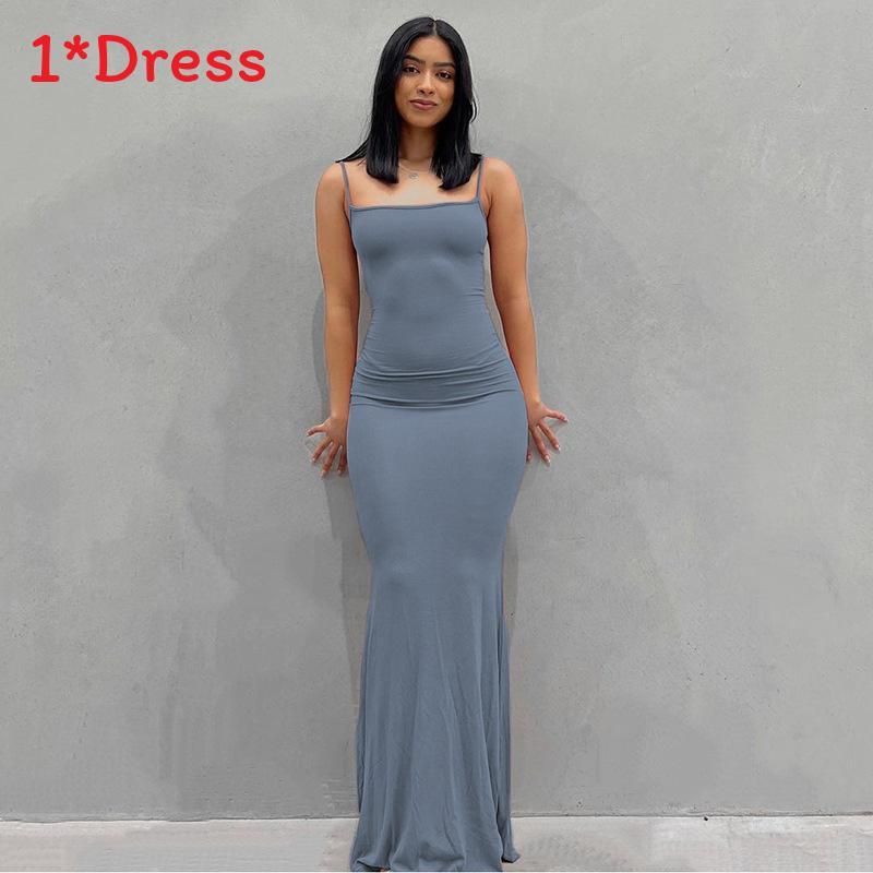 Solid Color Slim Fit Dress With Backless Design For Casual Wear
