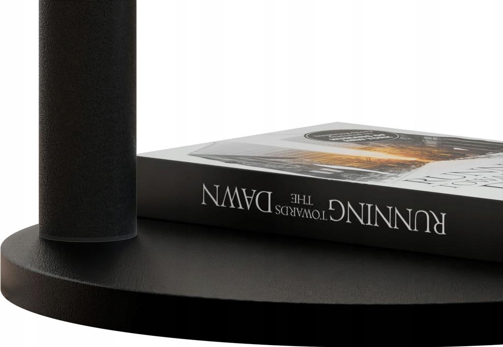 Round Loft Side Table With Shelf 30X30X80 Cm Metal Black