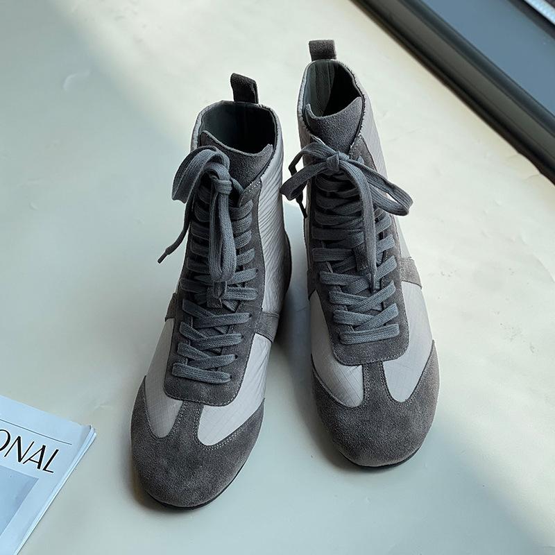 Cowhide Version~ Martin Boots Women's 2025 New Casual Versatile Color Matching Suede Cross-strap Flat-bottomed Boxing Boots Women