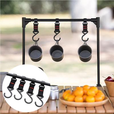 Venkovní kempingové stolní nádobí BBQ nářadí závěsná úložná police stojan na světlo