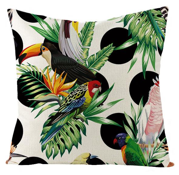 New Outdoor Waterproof Linen Pillow Case Tropical Green Leaf Cushion Cover