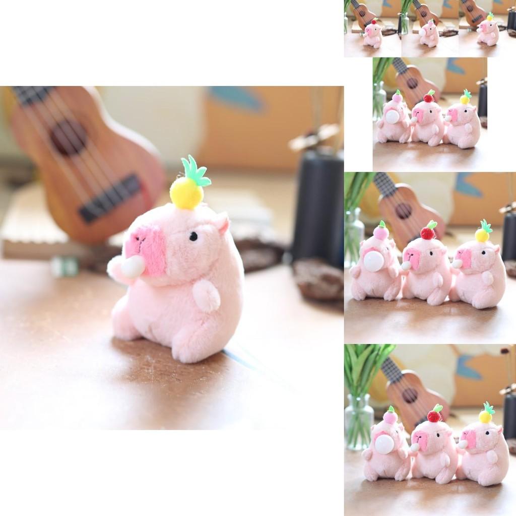 Charming Capybara Plush Keychain Cute Bubble Blowing Stuffed Animal With Soft Short Plush In Pink Yellow Red