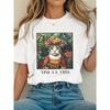 Tops Women Clothes Letter Cat Print Crew Neck Short Sleeve T-Shirt Fashion Casual Y2k Top Women Clothing
