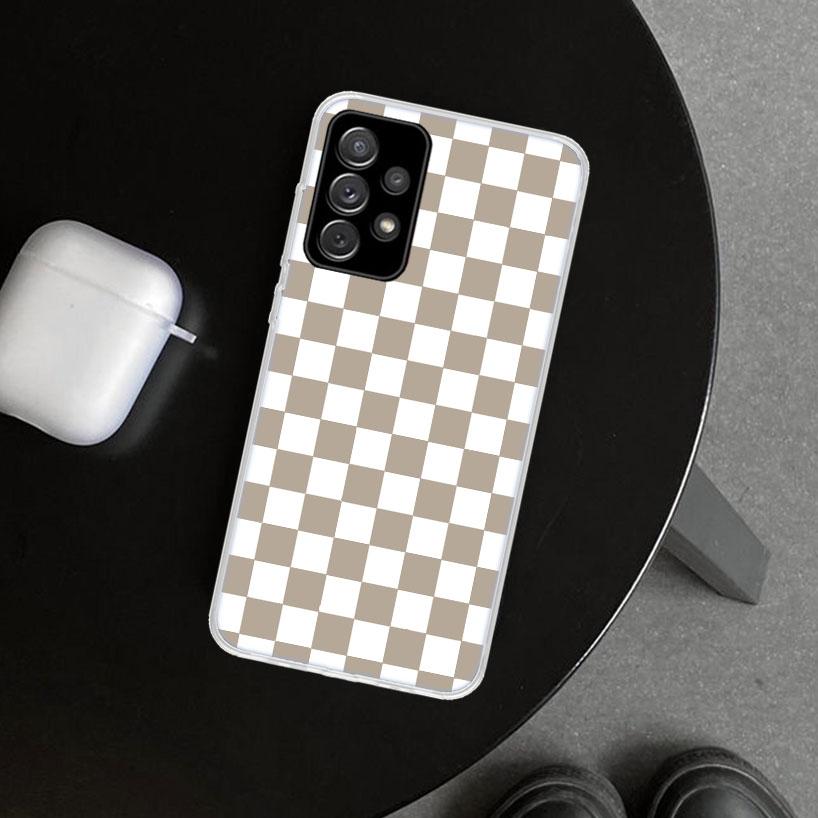 Retro Classic Chess Board Grid Phone Case Cover for Samsung Galaxy A12 A22 A32 A52 A72 A02S A51 A50S A31 A20S A10S Note 20 Ultra