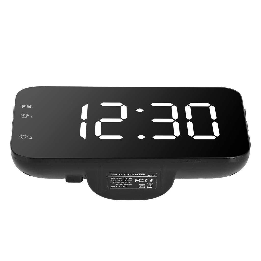 LED Digital Alarm Clock Portable Desk Clock with Snooze for Bedroom Home TravelWhite