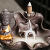 1pc, The Buddha Ceramic Handicrafts Lotus for Home Ornaments Backflow Incense Burner Handmade Purple Clay Holder Without Incense