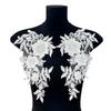 1pair Rhinestone Tube Beaded Sequin Embroidery Sewing Patch DIY White Flower Sew On Patches Embroidered Flower Handmade