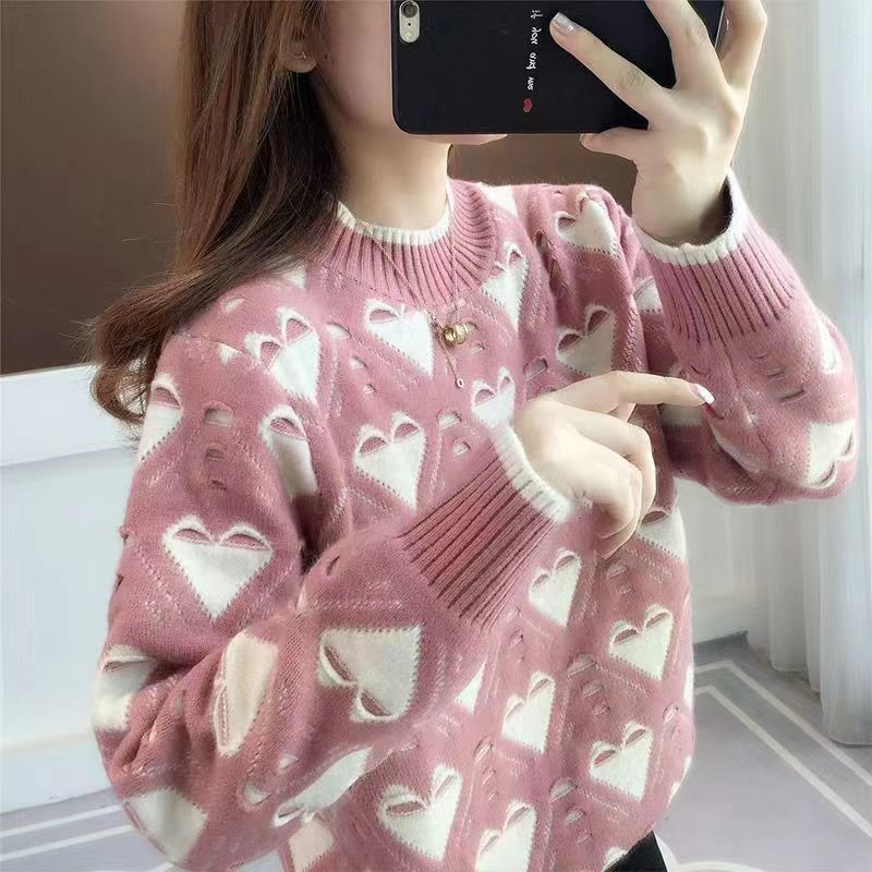 Thick and Loose Pullover for Women Fashionable and Casual Long-sleeved Knitted Sweater Trendy for Autumn and Winter