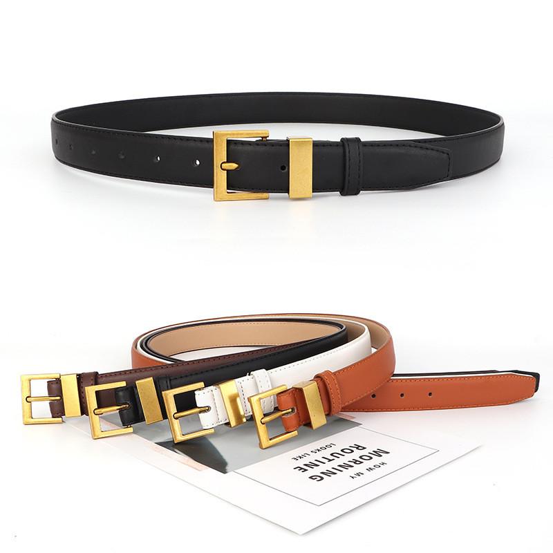 Fashion Pu Womens Leather Waist Belt With Square Pin Buckle For Business Wear