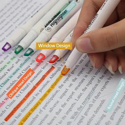 6 Stück Clear View Textmarker – Sanfte, helle Farben, sichtbare Spitze für präzises Markieren, ideal für Schüler, Schule und Büro