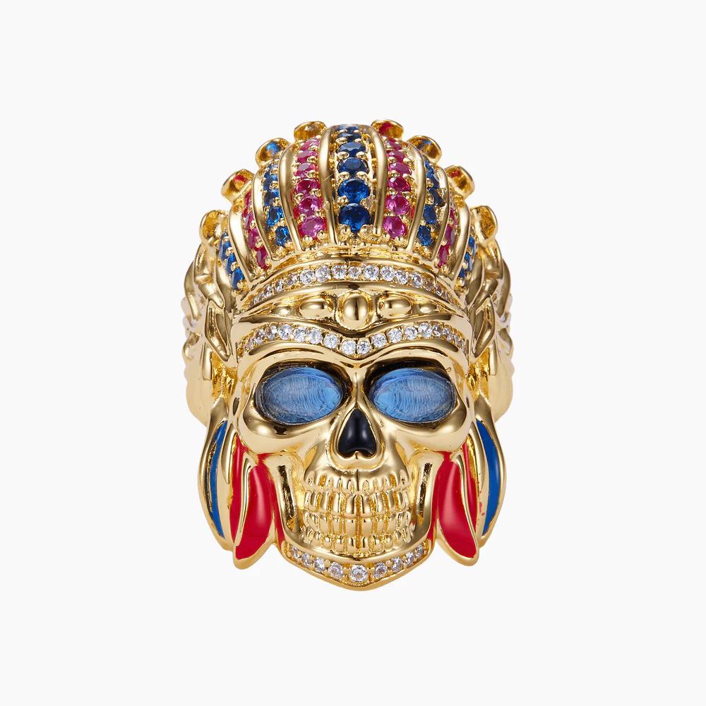 

Винтажное мужское кольцо с черепом – Хип-хоп панк стиль Size 7 золотой