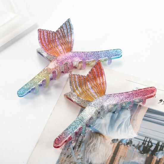 Yousheng Hair Claw Glitter Fishtail Shape Back Head Hair Clip Anti-slip Teeth Strong Grip Shower Hair Clamp Versatile Use Hair Accessory