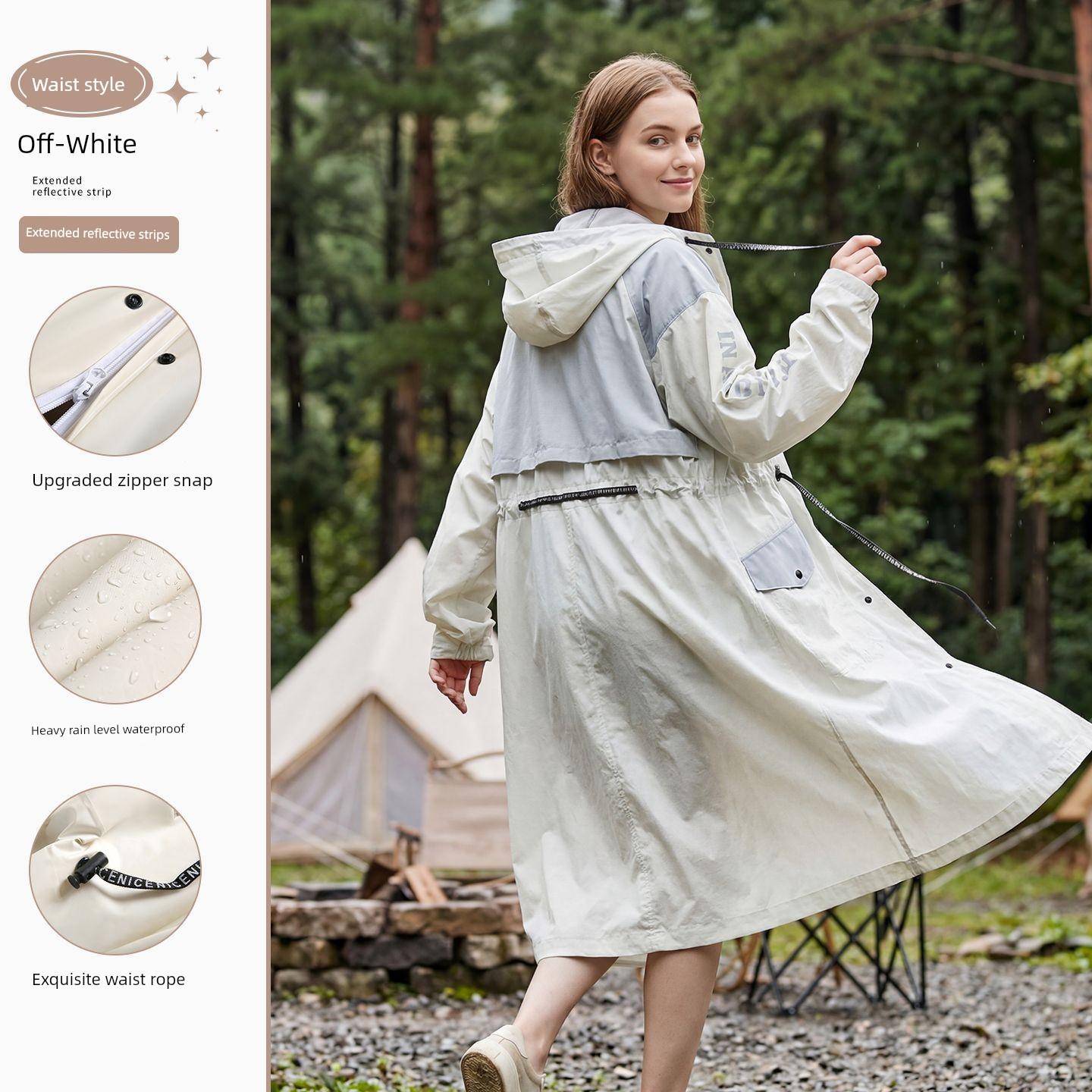Regenmantel für Erwachsene, Damen-Neumodell 2026, Einpersonen-Langform-Ganzkörper-Regenmantel, Starkregen-Schutz, Outdoor-Reise, Wandern, Verdickter Regen L weiß