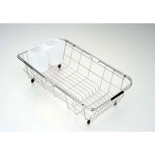 Pearl Metal Resin Dish Drainer Basket with Sliding Sink, Stainless Steel, Simple Ware HW-7332