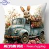 Easter Cartoon Printed Bunny Egg Pillowcase Home Sofa Cushion Cover Bedroom Bedside Pillow Cover