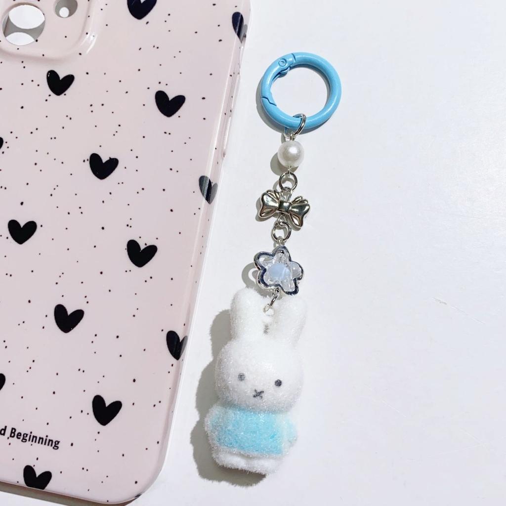Kawaii Miffy Rabbit Keychain Cute Outfit Miffy Rabbit Keychain Cartoon Girl Heart Student Bag Best Friend Gift Accessory