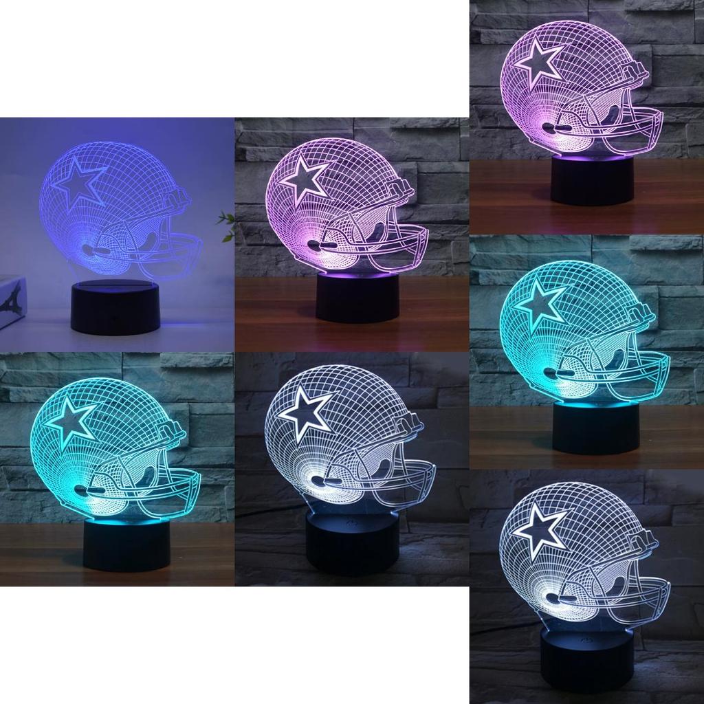 Rugby Cap Pattern 3d Led Night Light With Touch Control For Home Decor Gift