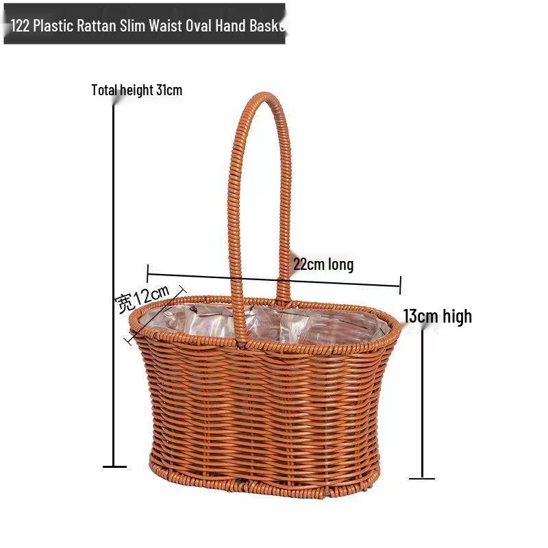 Pastoral Hand-Woven Rattan Willow Flower Basket Souvenir