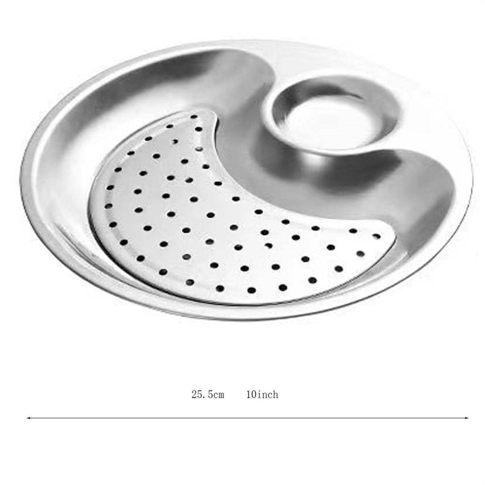 1 шт. Тарелка для пельменей из нержавеющей стали, утолщенная, с дренажом, тарелка для паровых пельменей с тарелкой для соуса для макания, многоцелевая vegeta