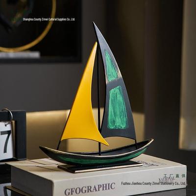 Retro Sailboat Model Ornament: Luxurious Decor for Living Room, Office, or Cabinet