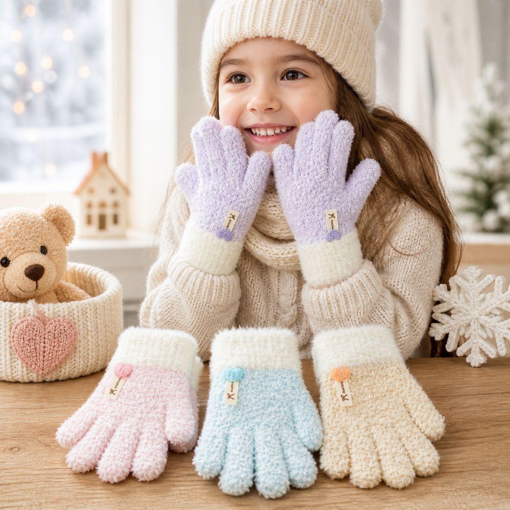 Thickened Warmth Children's Gloves Plush Cuffs Warm Mittens Kids Winter Gloves Cold Weather Wear