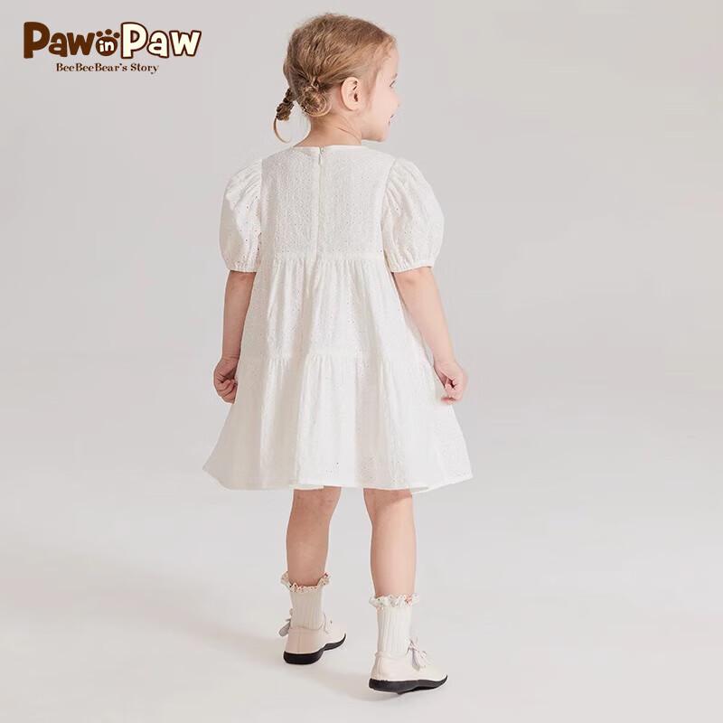 PawinPaw Girls' Cartoon Bear Summer Embroidered Princess Dress