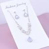 Luxury Teardrop Zircon Pendant Necklace Earrings Set Elegant Exquisite Crystal Necklaces Women Bride Bridesmaid Wedding Jewelry