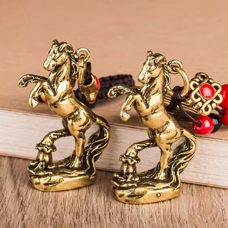 2026 Year Of Chinese Zodiac Horse Lucky Pendant Keychain Copper Feng Shui Wealth Key Ring Women Men Bag Charm Jewelry Gift