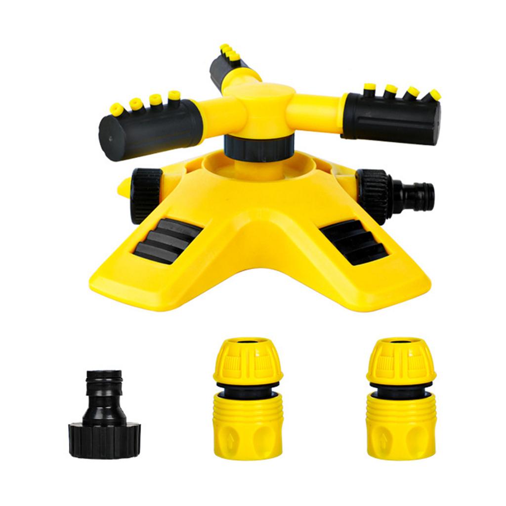 360 Degree Automatic Rotating Lawn Sprinkler Watering System with Adjustable Spray Arms and Hose Connector for Garden Lawn Irrigation